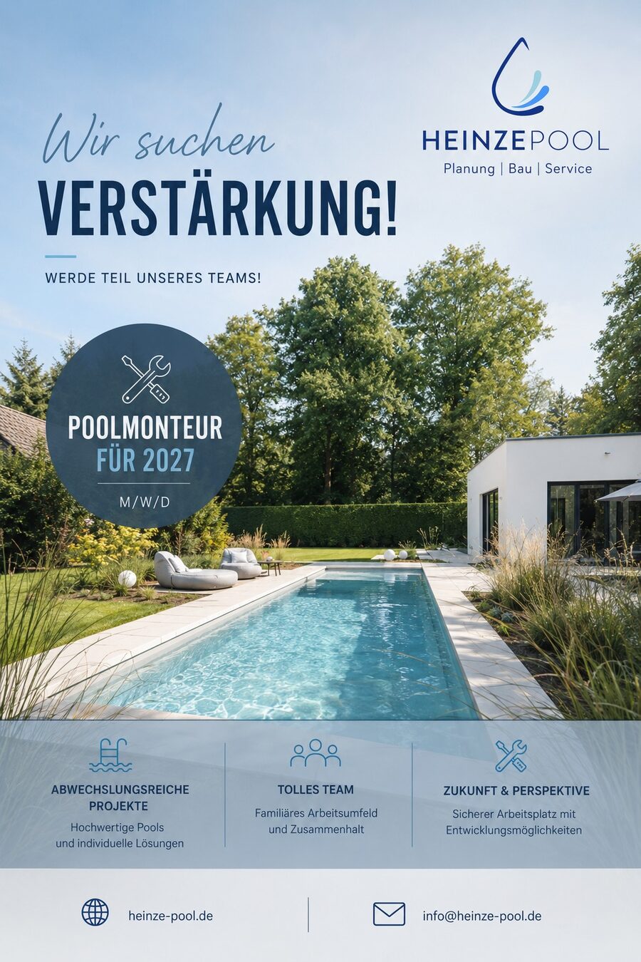 Stellenanzeige Heinze Pool – Wir suchen Verstärkung: Poolmonteur (m/w/d) für 2027