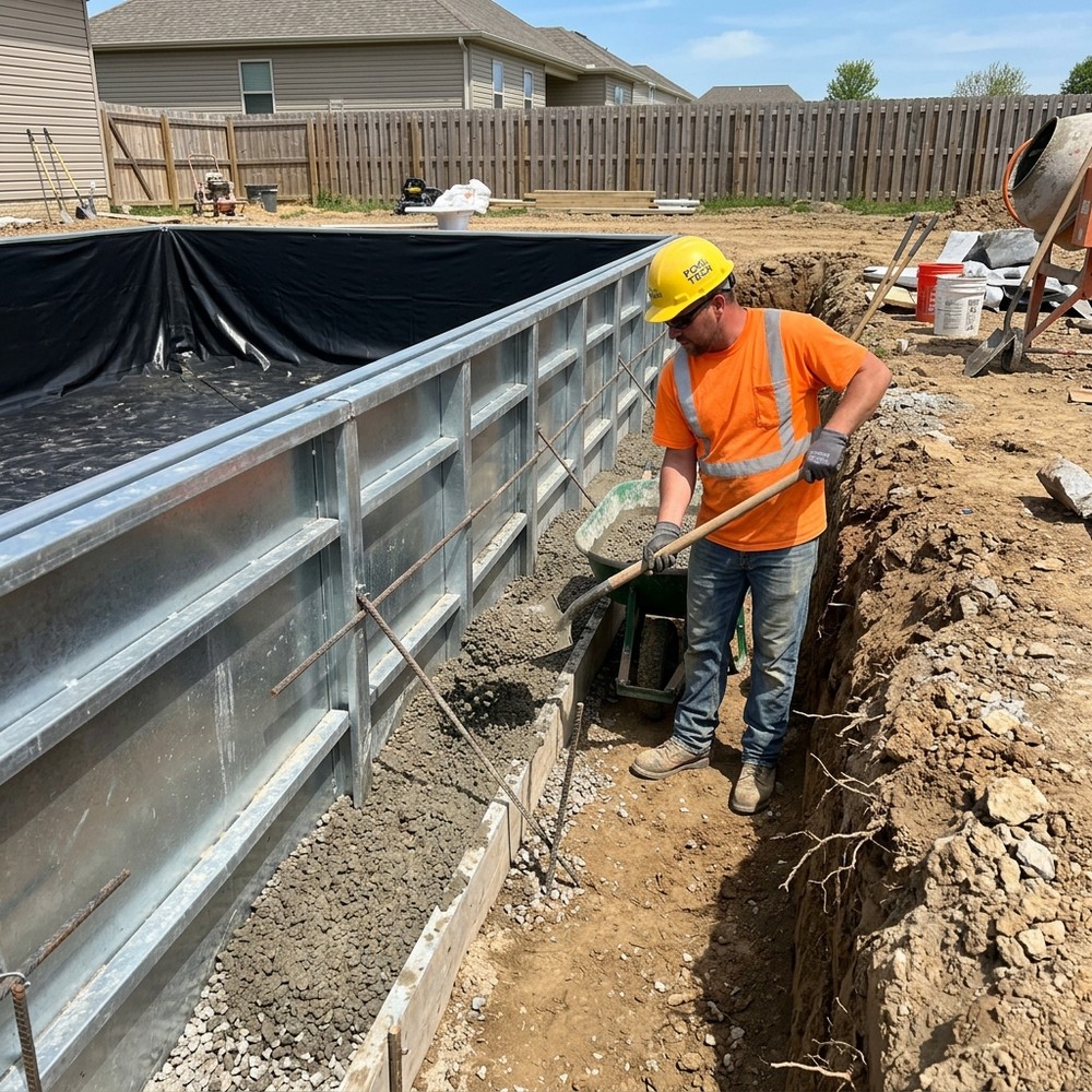 3.5 Hinterfüllung um den Pool