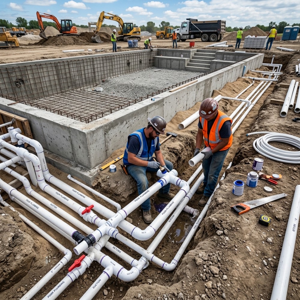 3.4 Verrohrung des Pools